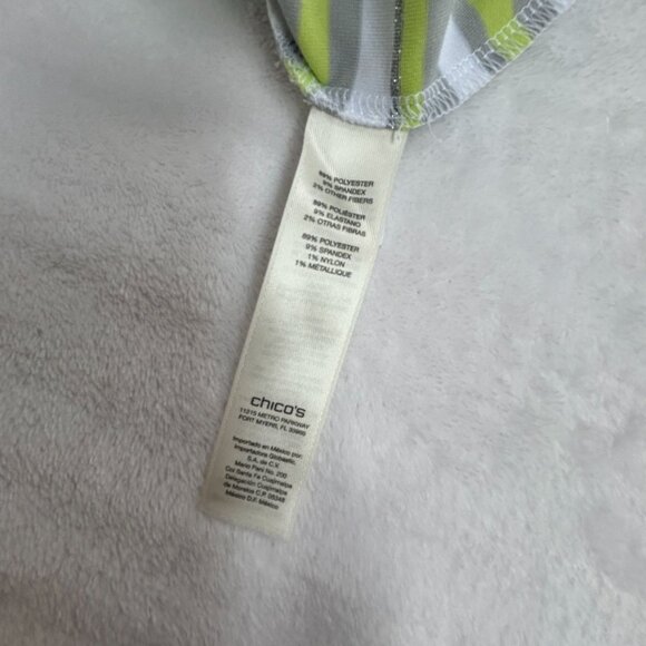 Zenergy Golf By Chico's Striped Short Sleeve 1/4 Zip Polo Shirt Top Size 2 Green - Picture 4 of 8